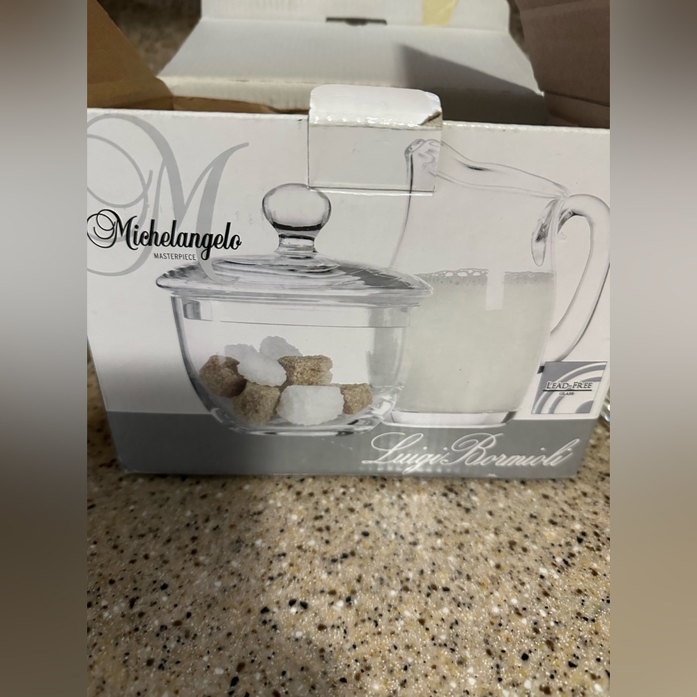 Michelangelo Clear Glass Sugar Bowl with Lid